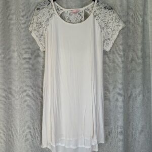 White Lace open back tshirt dress